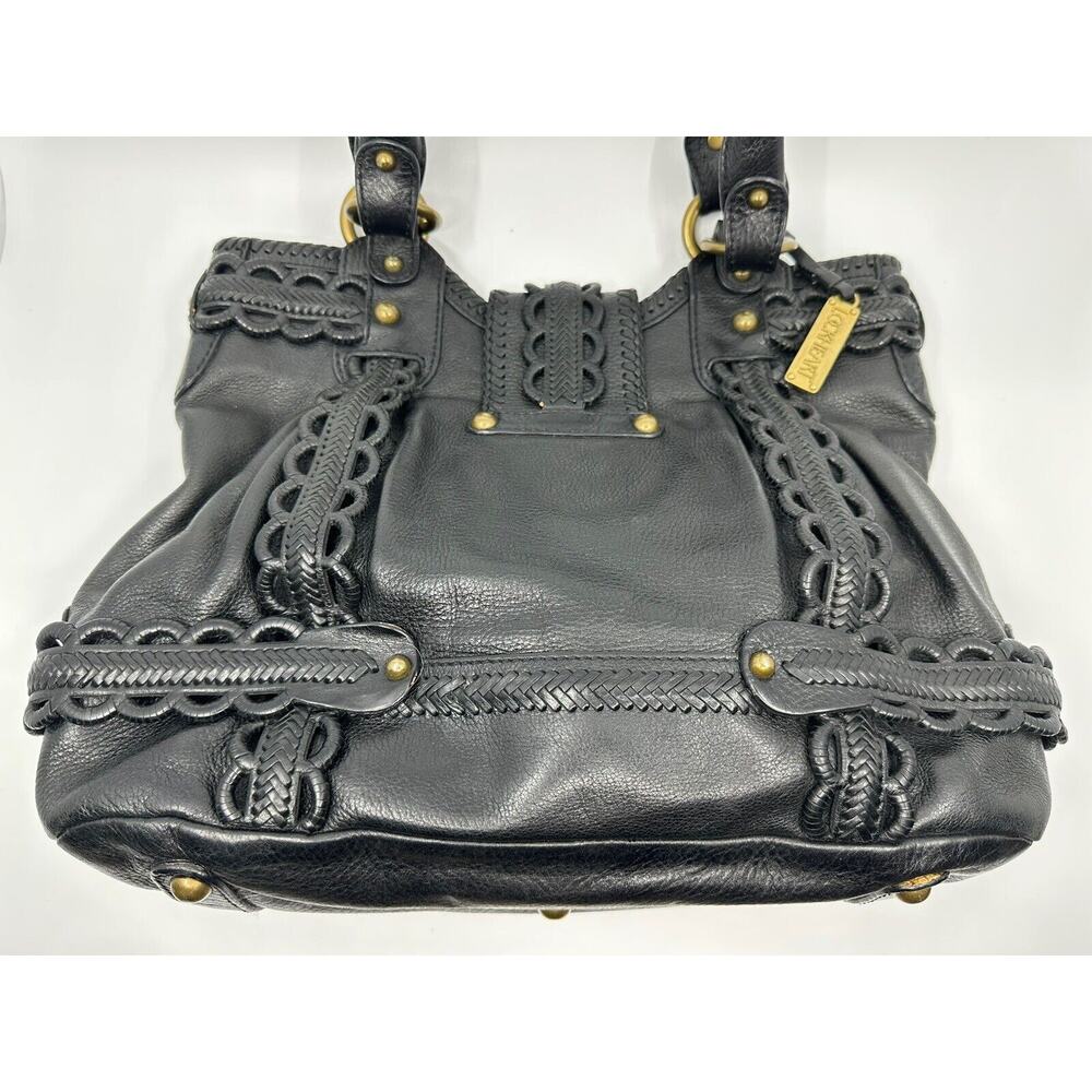 Rare Lockheart Vintage Handbag - Ruffle Braided Black Leather With Brass Bag - Picture 4 of 8